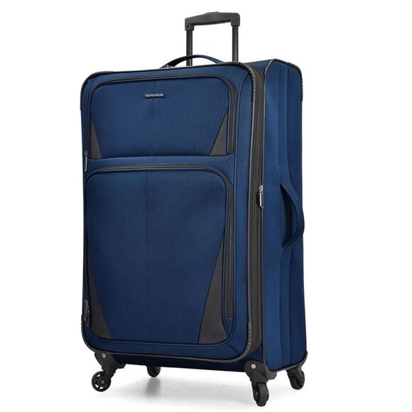 U.S. Traveler Aviron Bay exp. Softside Wheels,Navy, Large 29Inch Spinner Luggage - Picture 1 of 11